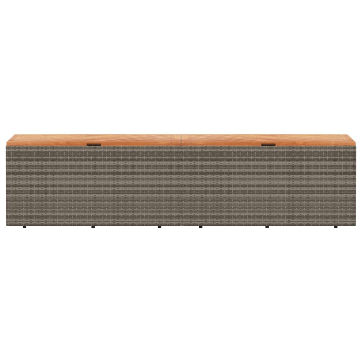 Caja de almacenaje jardín madera acacia ratán gris 220x50x54cm