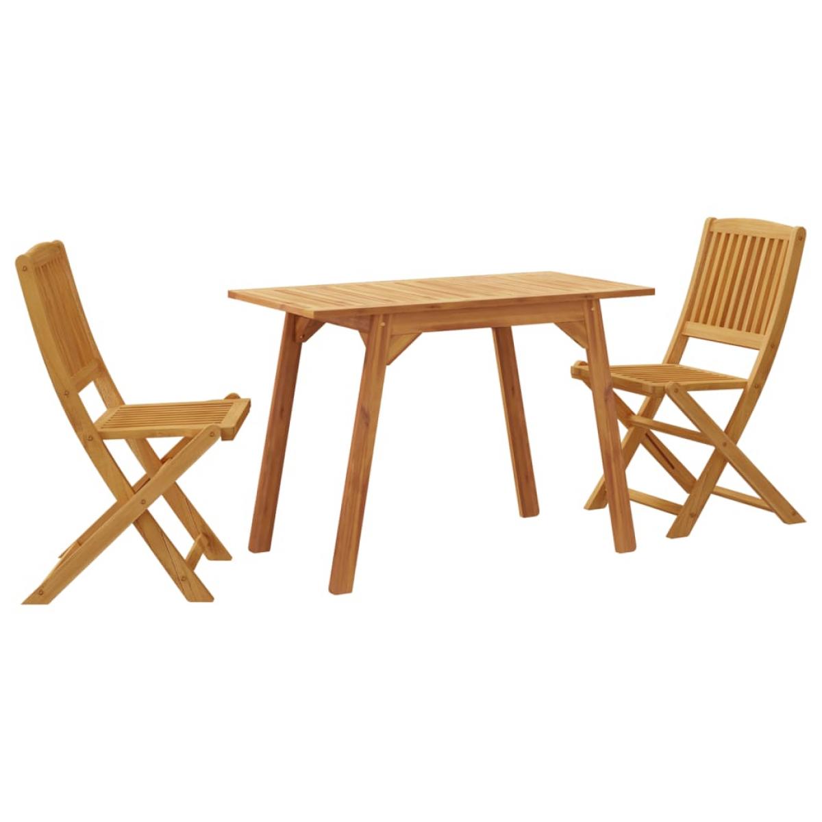 Juego de comedor de jardín 3 piezas madera maciza de acacia