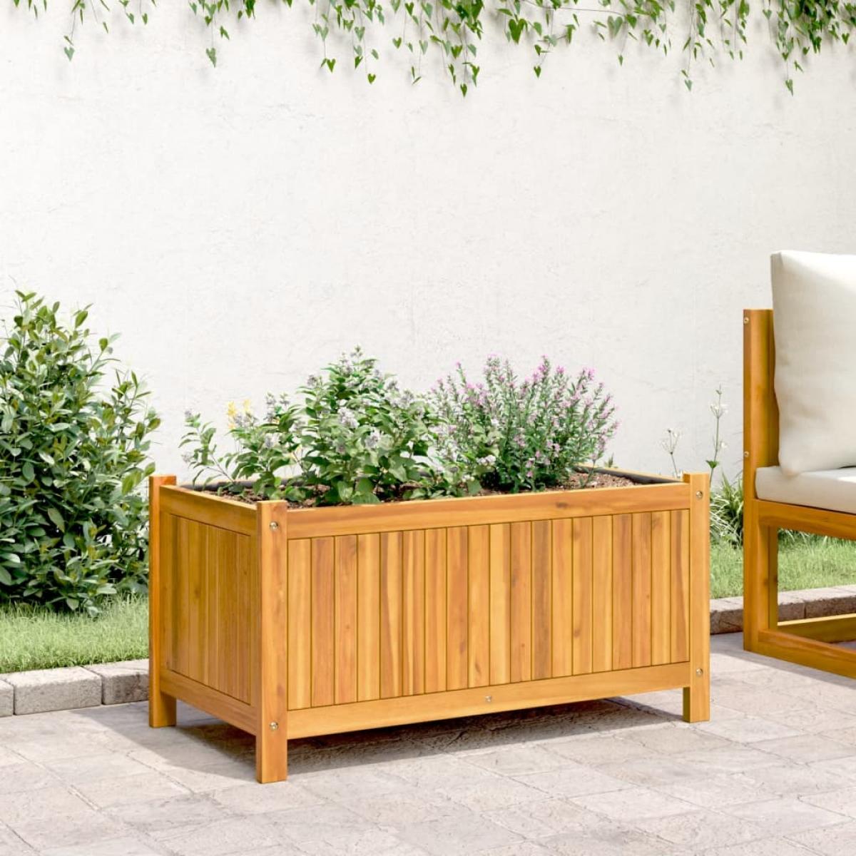 Jardinera con forro madera maciza de acacia 80x42x40 cm