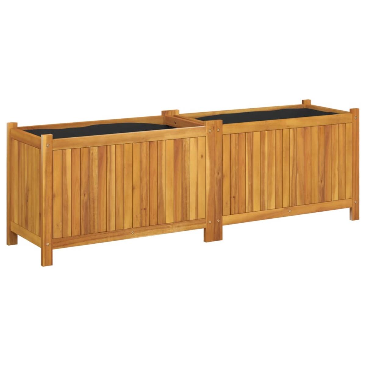Jardinera con forro madera maciza de acacia 153x38,5x50 cm