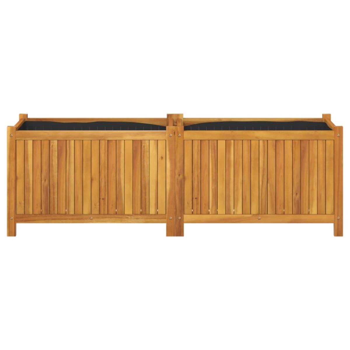 Jardinera con forro madera maciza de acacia 153x38,5x50 cm