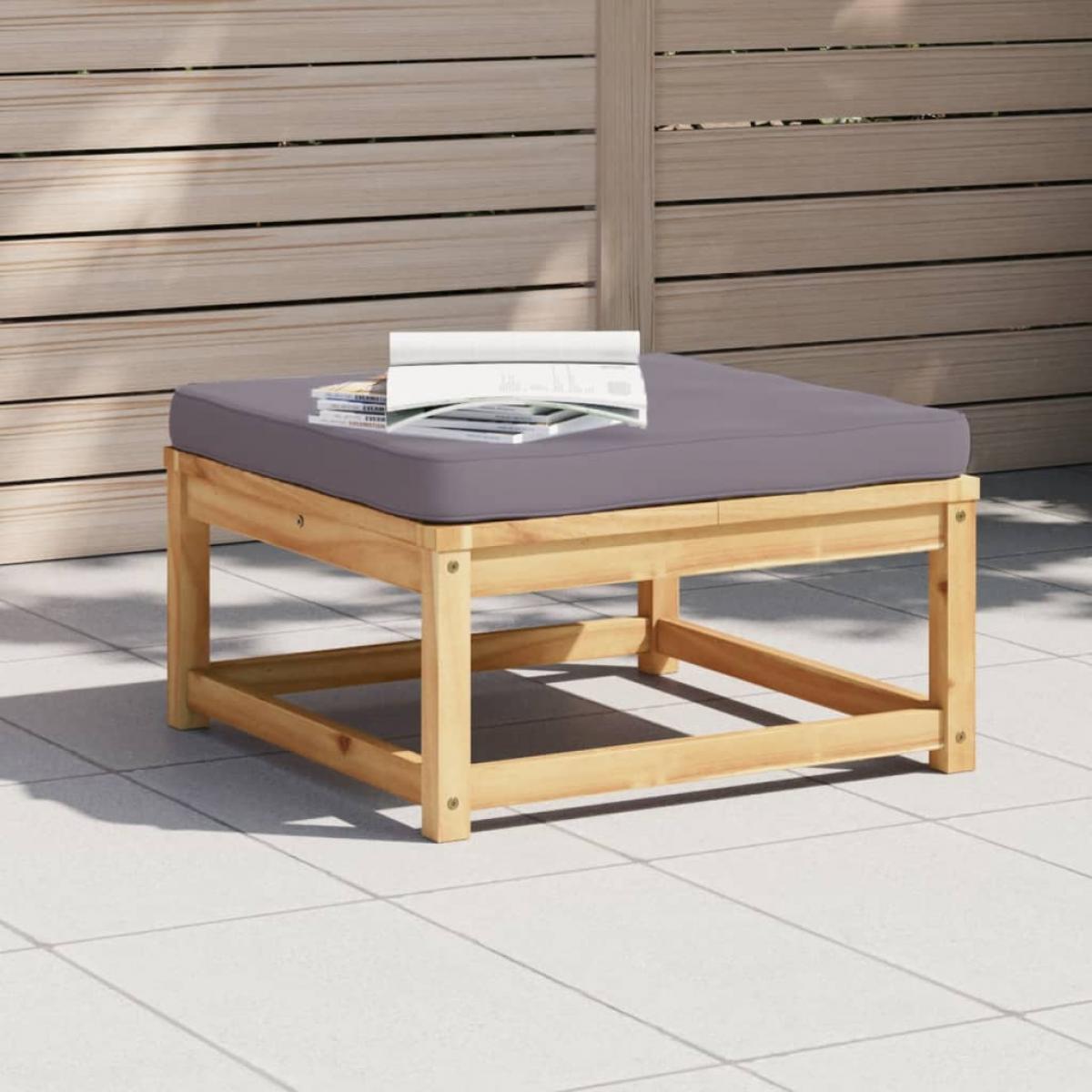 Taburete de jardín con cojines madera maciza de acacia