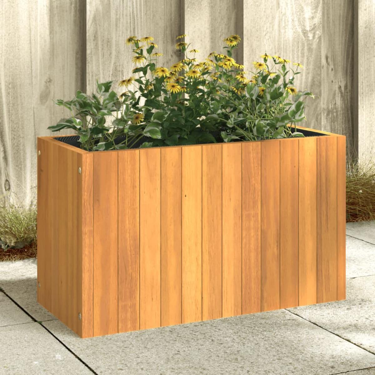 Jardinera de madera maciza de acacia 59x27,5x35 cm
