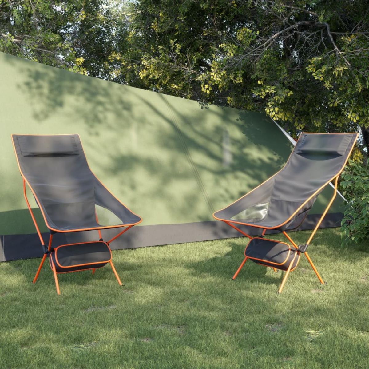 Sillas de camping plegables 2 uds tela Oxford y aluminio negro