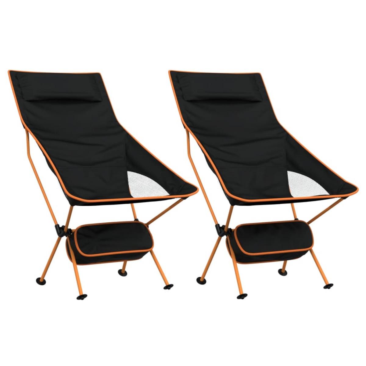Sillas de camping plegables 2 uds tela Oxford y aluminio negro