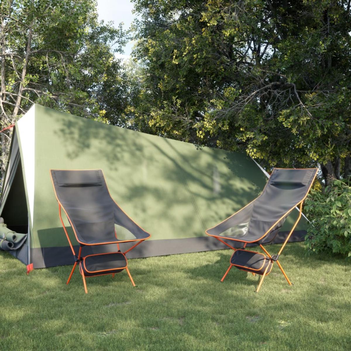 Sillas de camping plegables 2 uds tela Oxford y aluminio negro