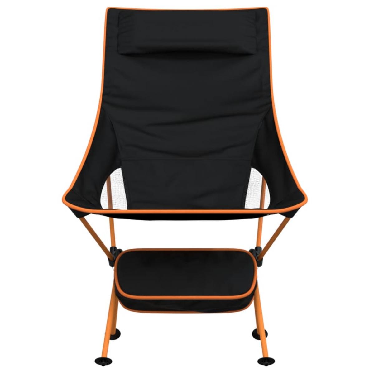 Sillas de camping plegables 2 uds tela Oxford y aluminio negro