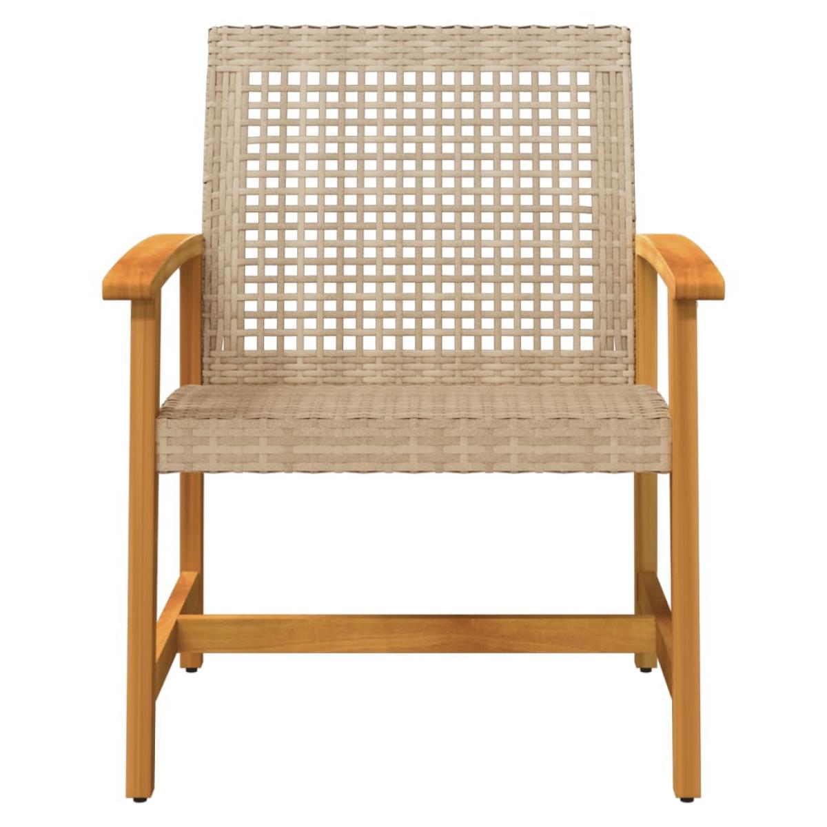 Sillas de jardín 2 uds madera de acacia y ratán sintético beige