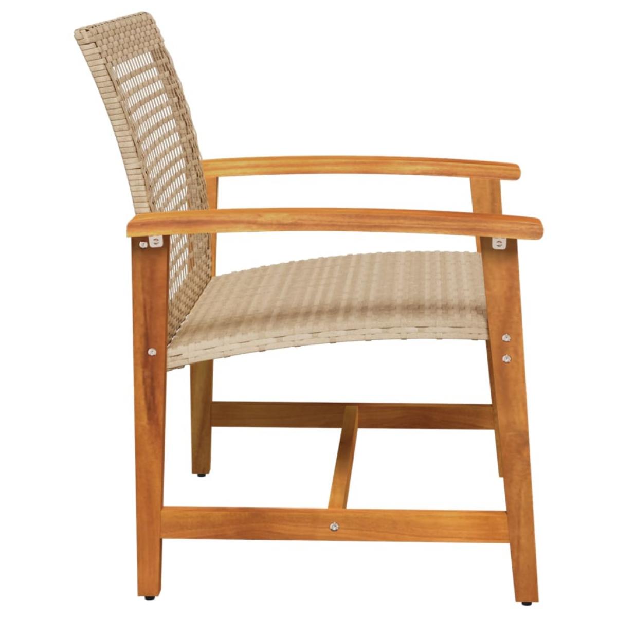 Sillas de jardín 2 uds madera de acacia y ratán sintético beige