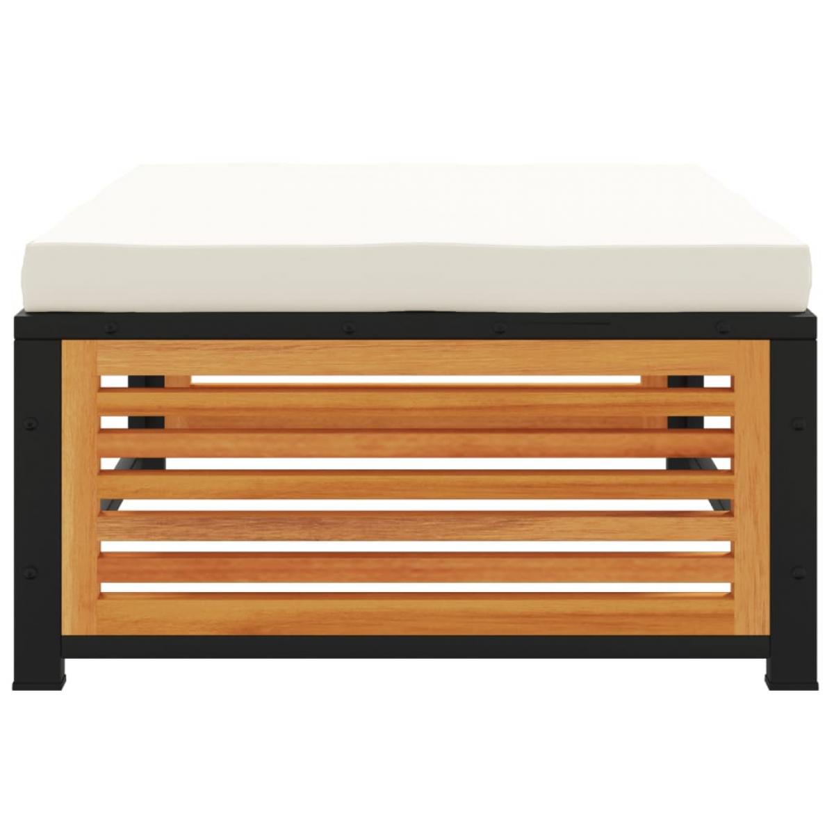Taburete de jardín con cojín madera acacia 68x68x30 cm