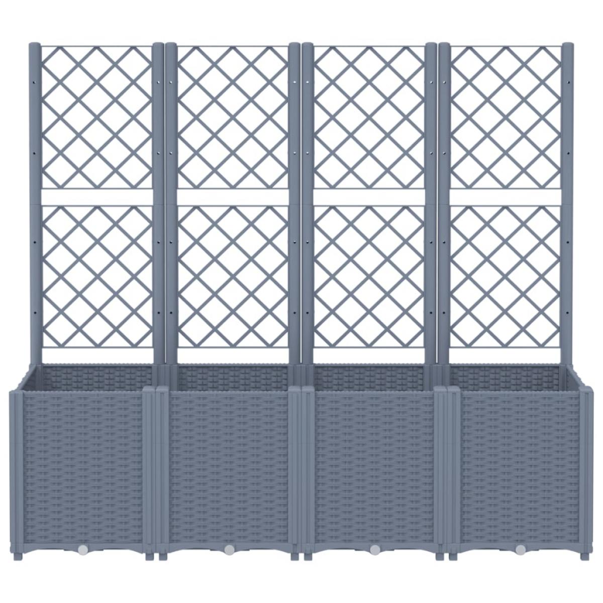 Jardinera con enrejado PP azul gris 160x40x140 cm