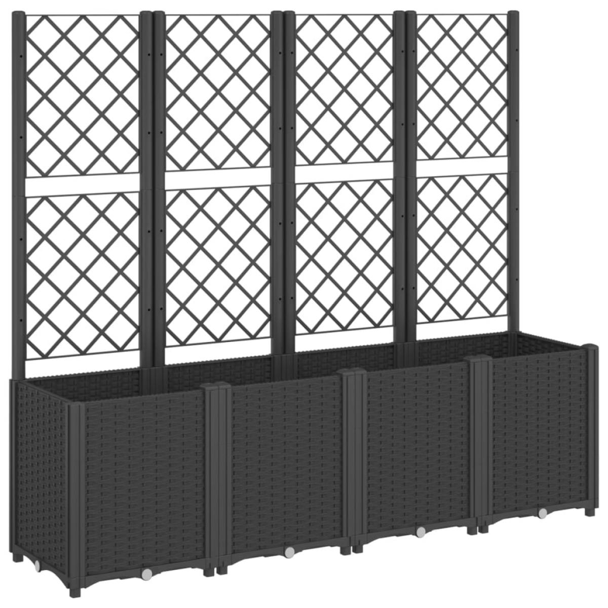 Jardinera con enrejado PP negro 160x40x140 cm
