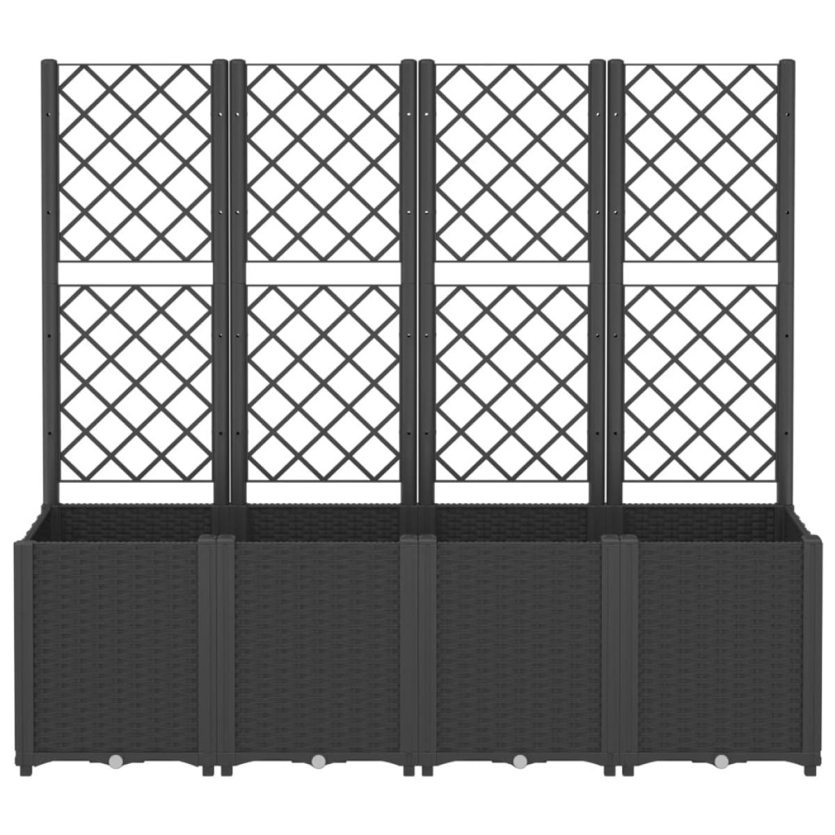 Jardinera con enrejado PP negro 160x40x140 cm