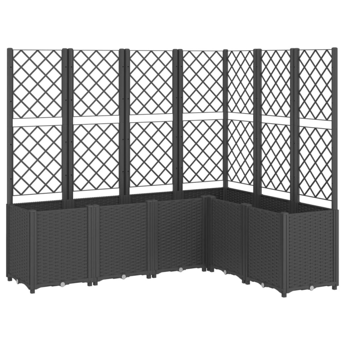 Jardinera con enrejado PP negro 160x120x140 cm