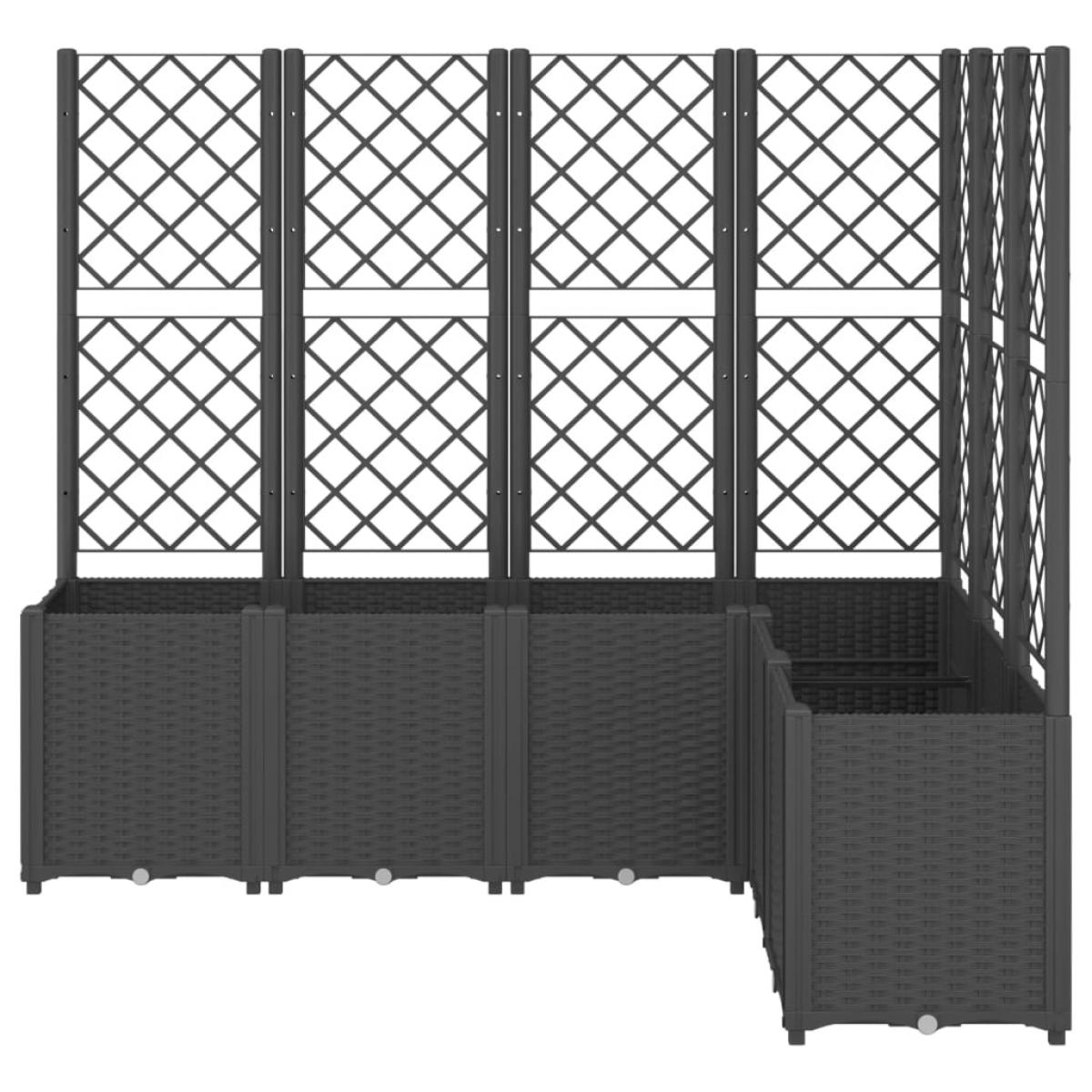 Jardinera con enrejado PP negro 160x120x140 cm