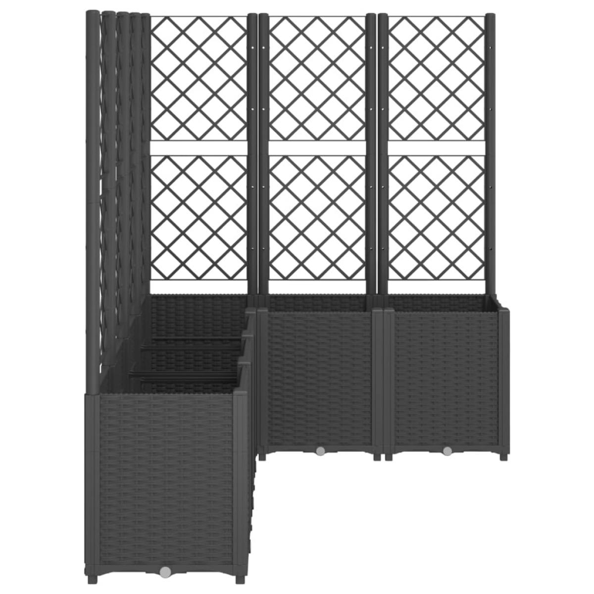 Jardinera con enrejado PP negro 160x120x140 cm