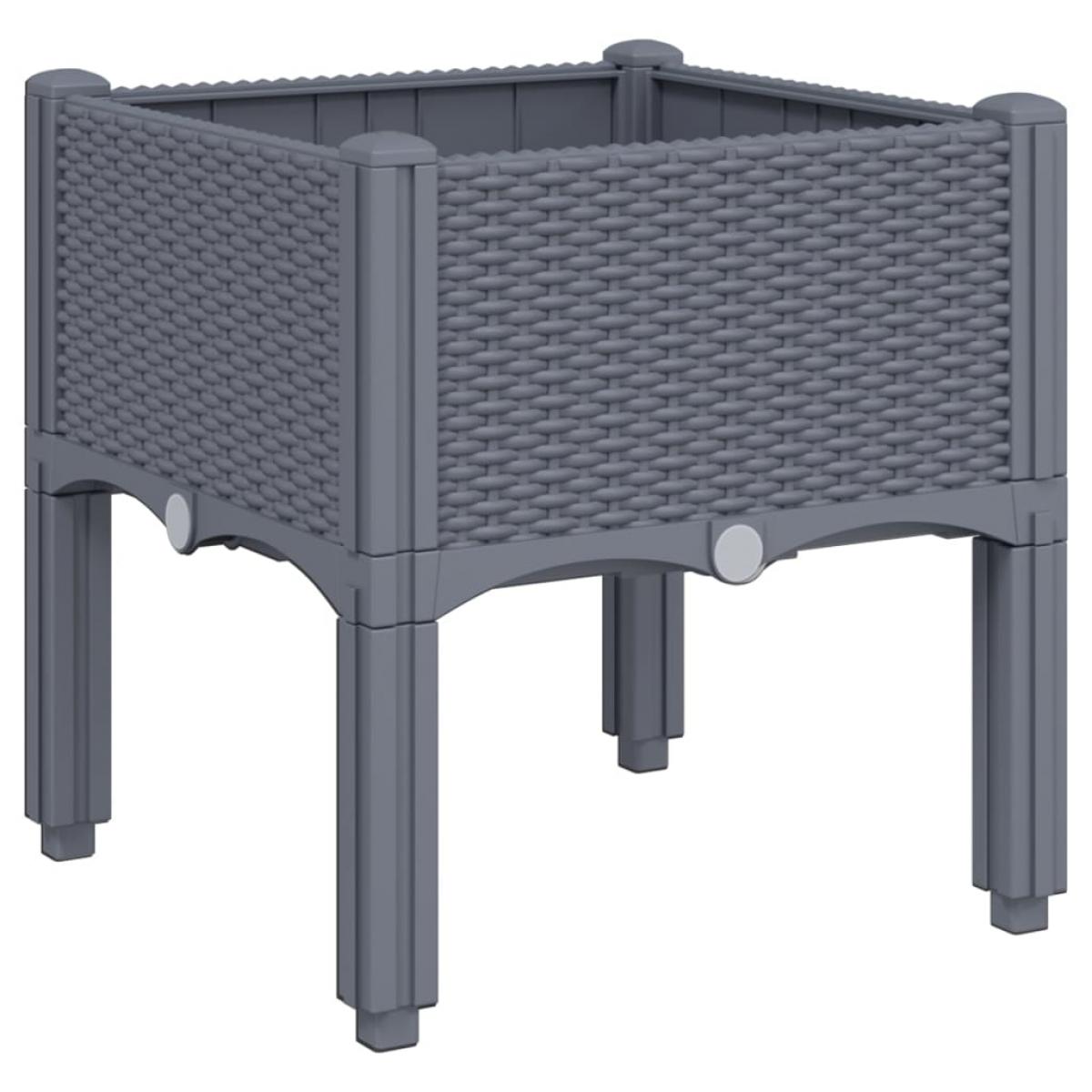 Jardinera con patas PP azul gris 40x40x42 cm