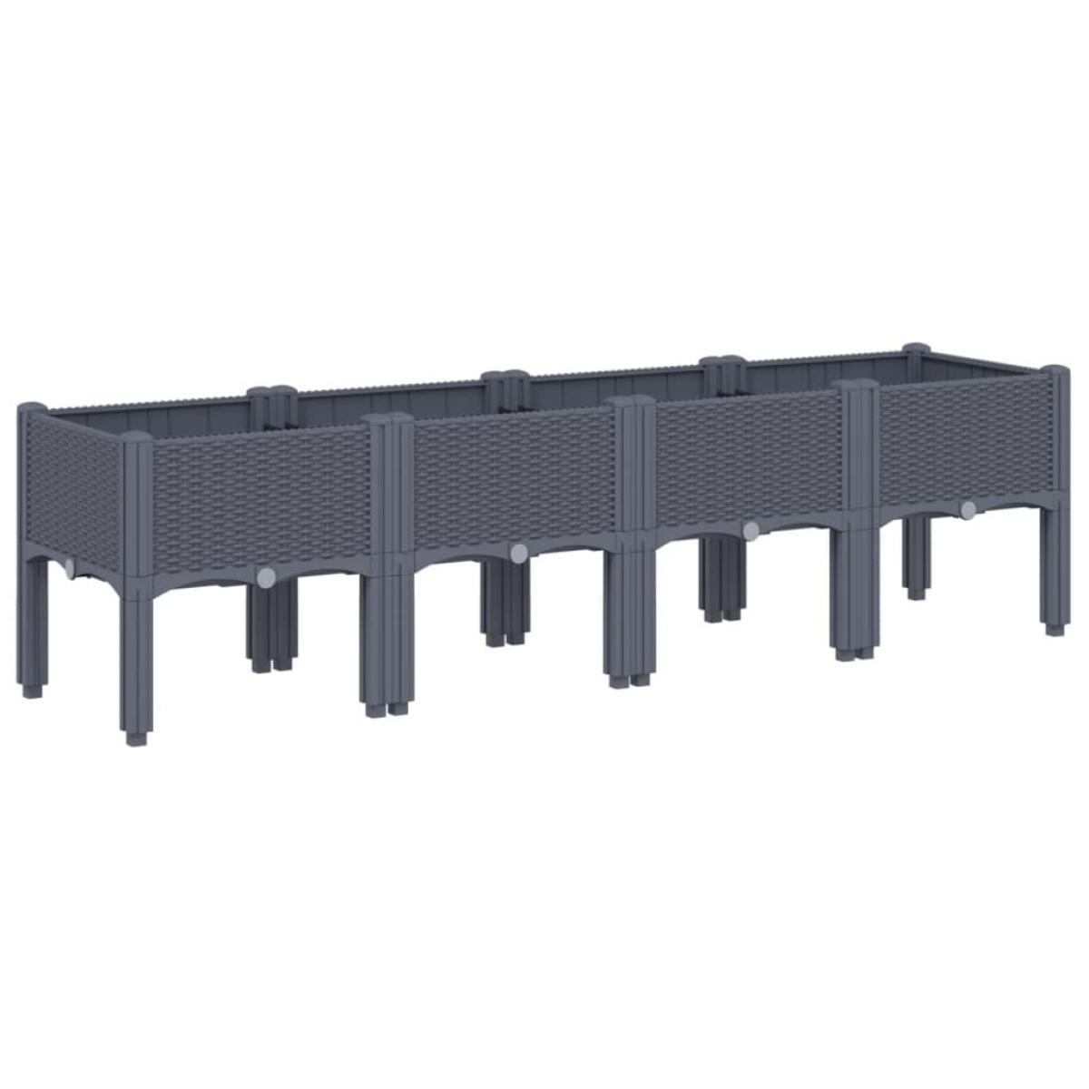 Jardinera con patas PP azul gris 160x40x42 cm