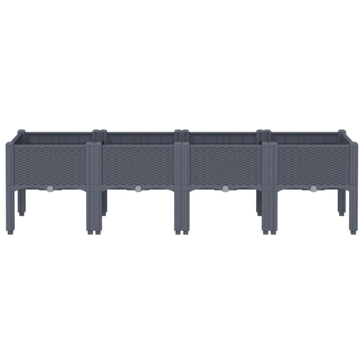 Jardinera con patas PP azul gris 160x40x42 cm