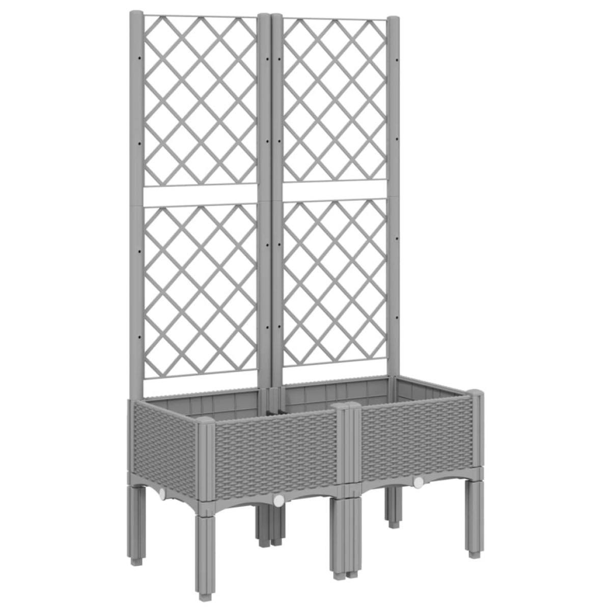 Jardinera con enrejado PP gris claro 80x40x142 cm