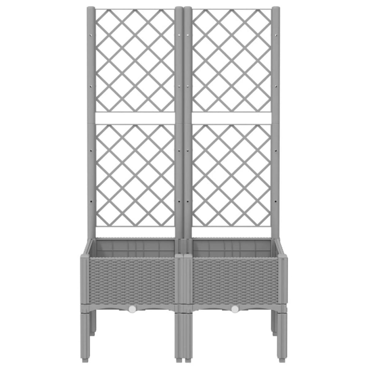 Jardinera con enrejado PP gris claro 80x40x142 cm