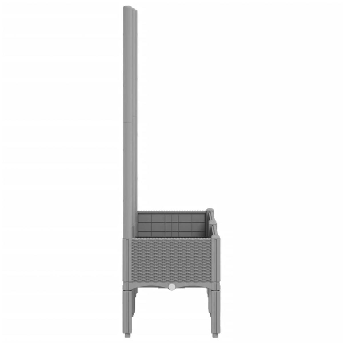 Jardinera con enrejado PP gris claro 80x40x142 cm