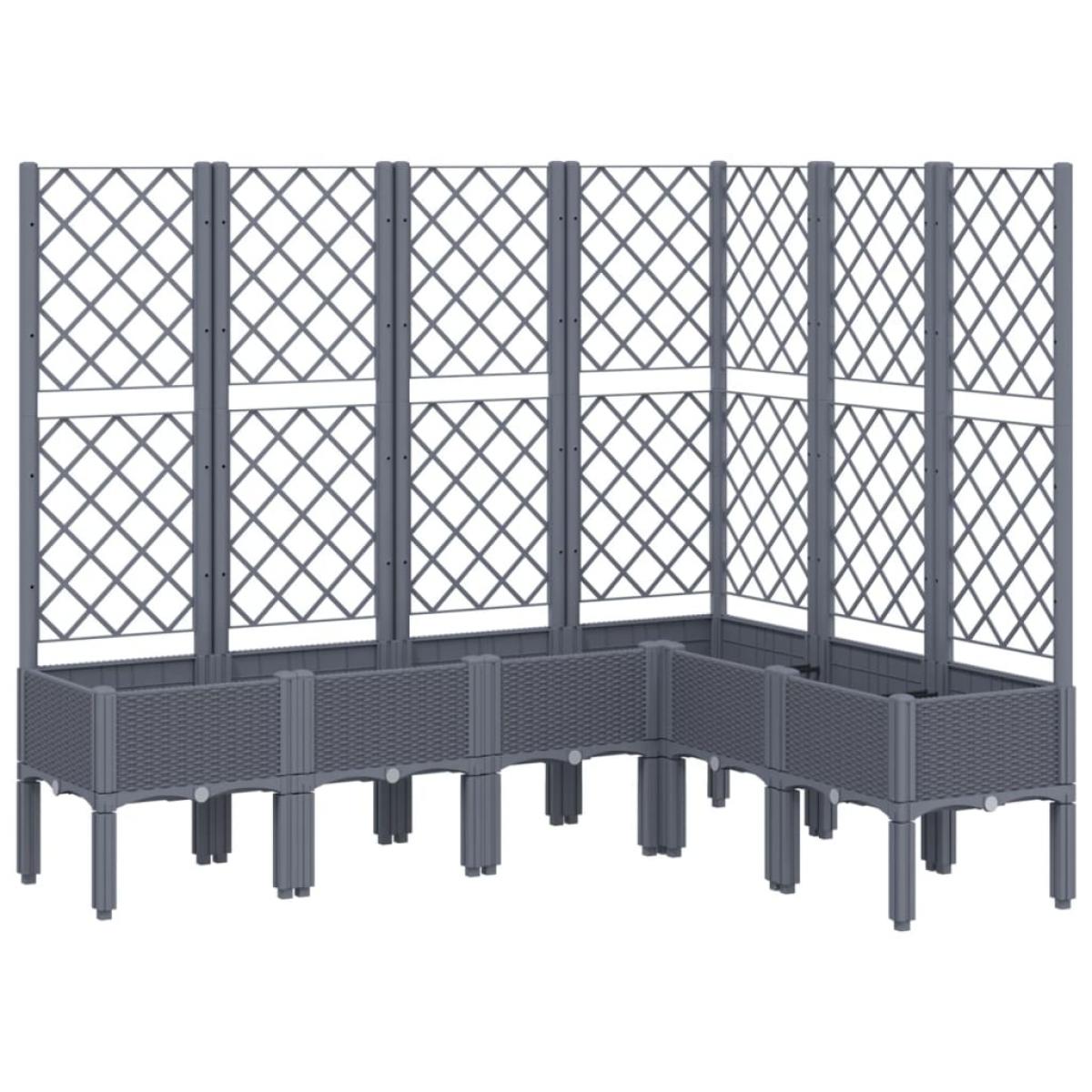 Jardinera con enrejado PP azul gris 160x120x142 cm