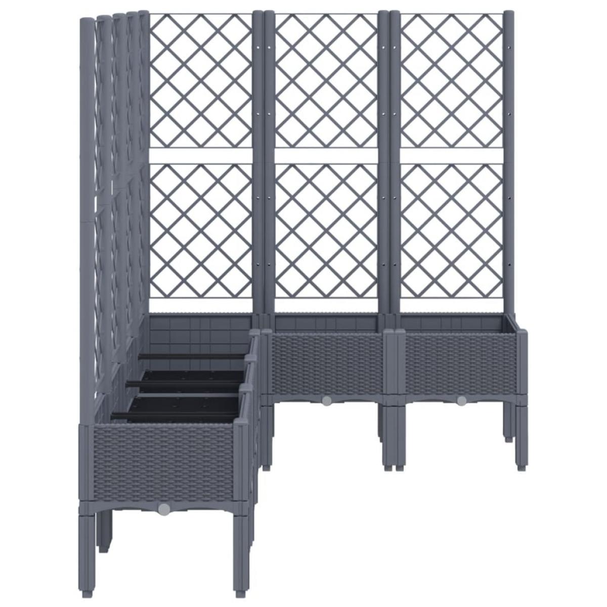 Jardinera con enrejado PP azul gris 160x120x142 cm