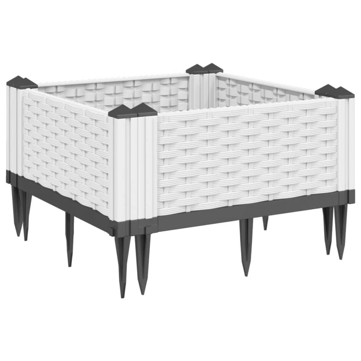 Jardinera con clavijas PP blanco 42,5x42,5x28,5 cm