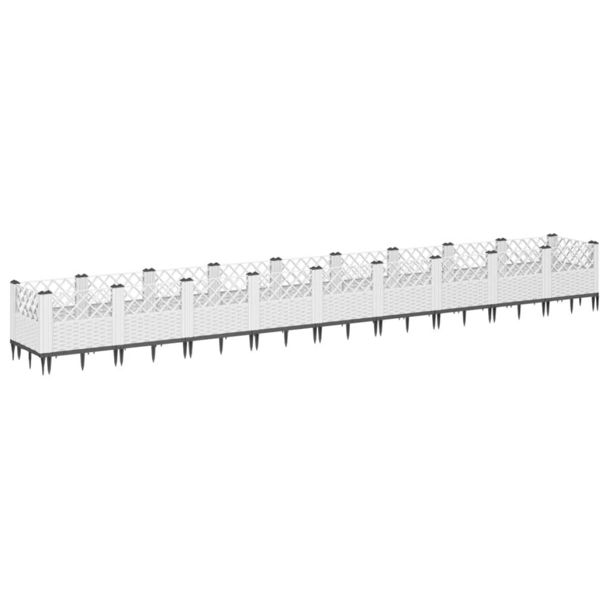 Jardinera con clavijas PP blanco 363,5x43,5x43,5 cm