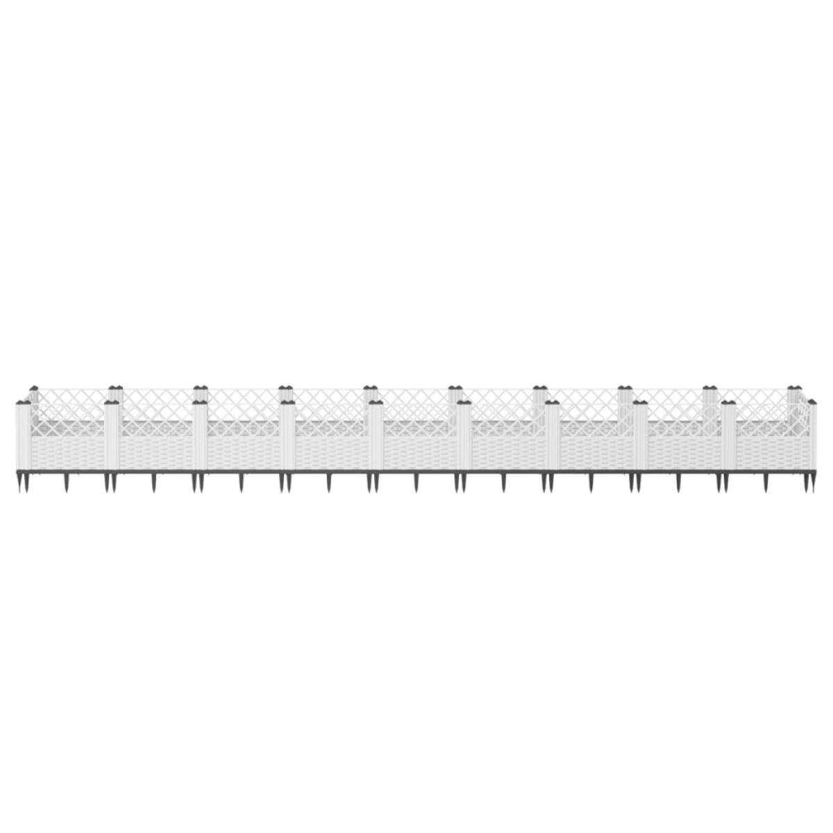 Jardinera con clavijas PP blanco 363,5x43,5x43,5 cm