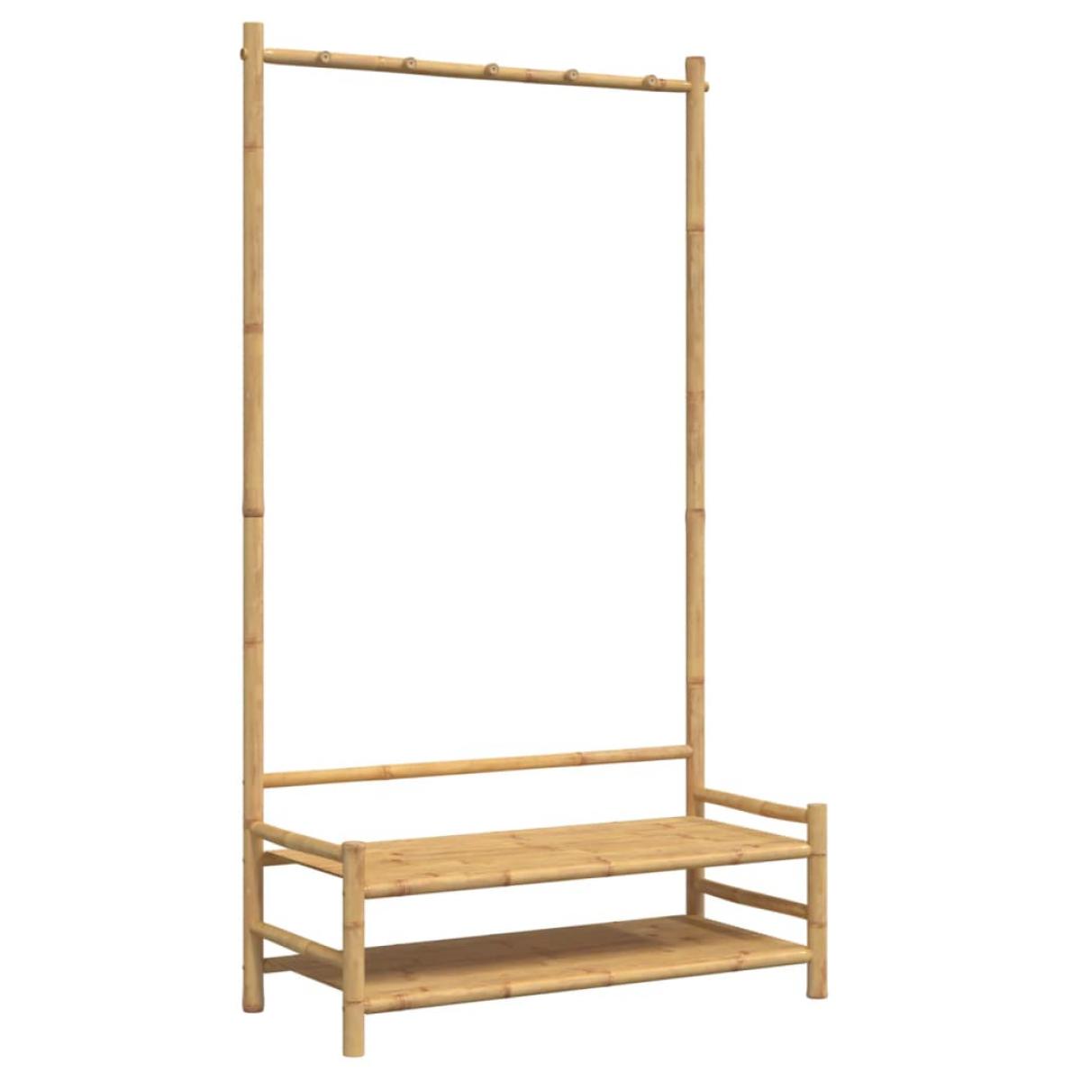 Perchero con estantes bambú 103x40x183 cm