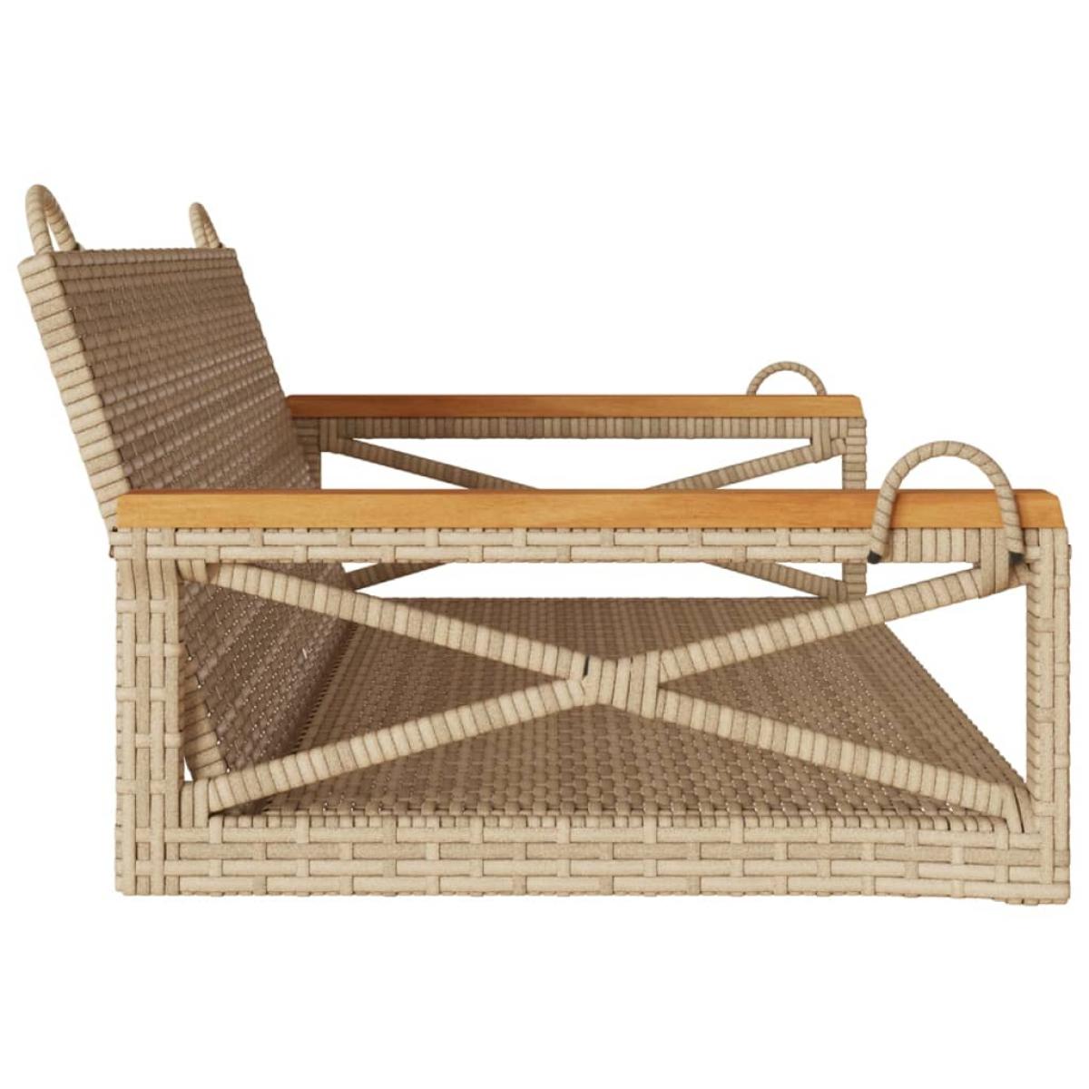 Banco columpio de ratán sintético beige 109x62x40 cm
