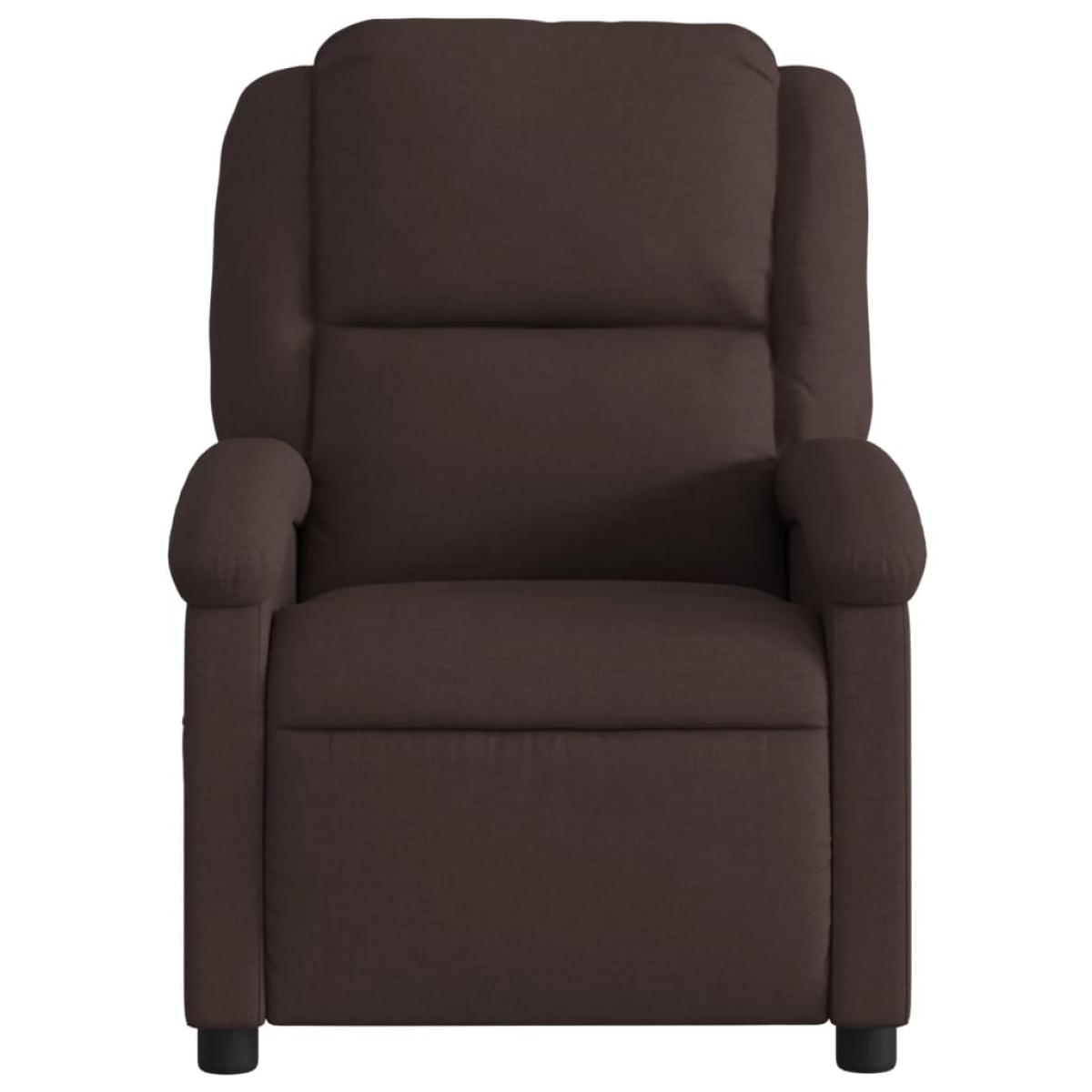 Sillón reclinable de tela marrón oscuro