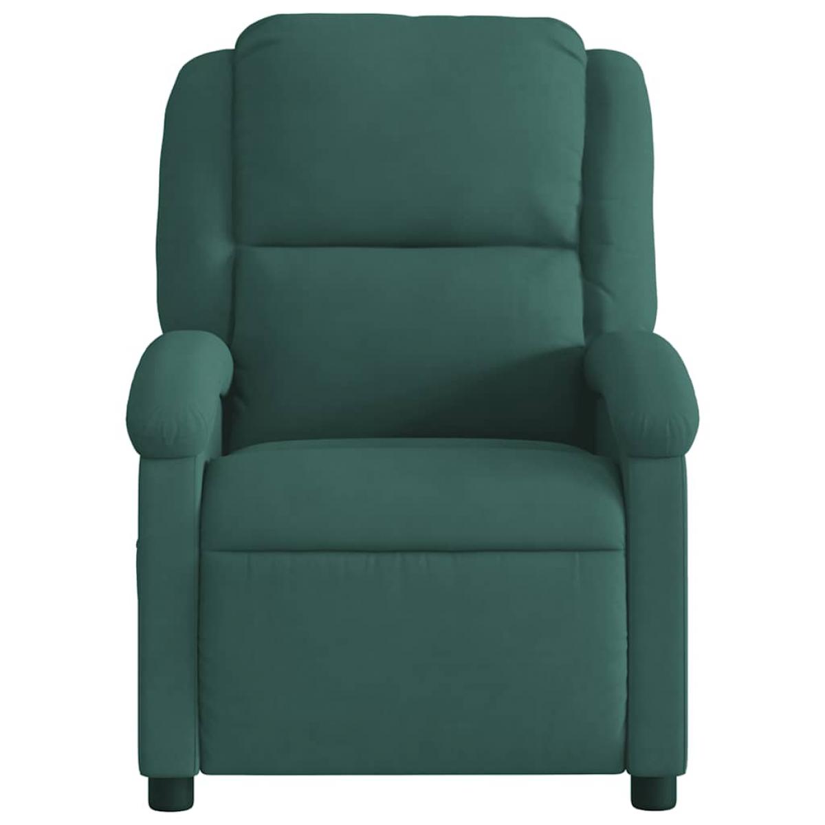 Sillón de masaje reclinable de terciopelo verde oscuro