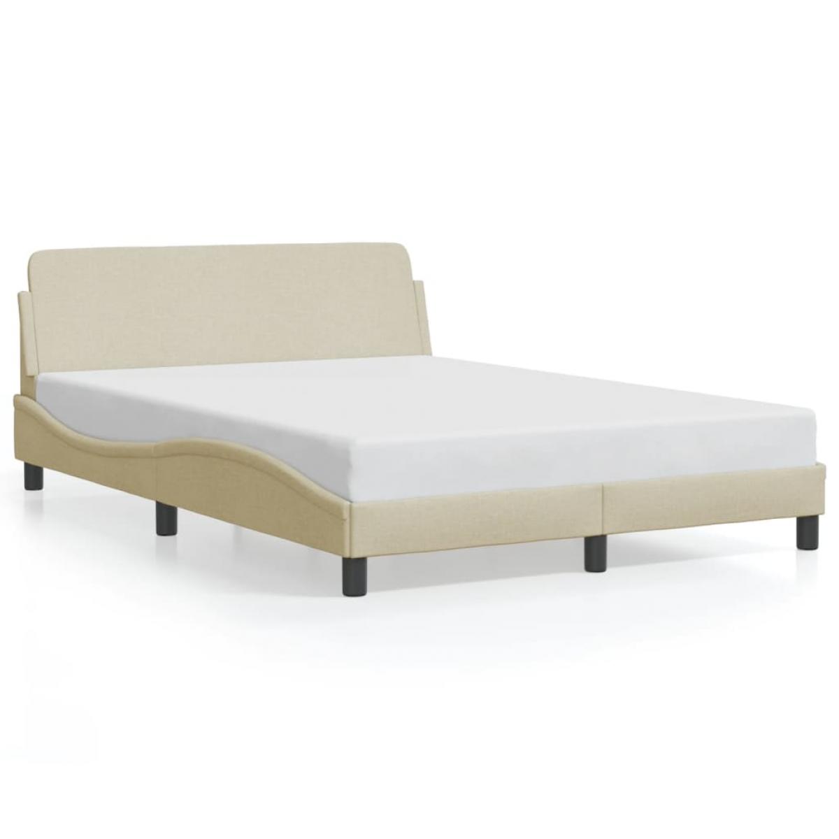 Cama sin colchón tela color crema 140x200 cm