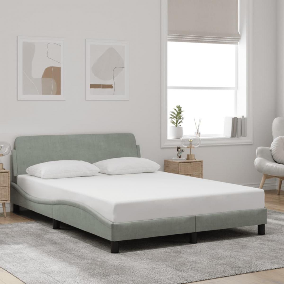 Estructura de cama sin colchón terciopelo gris claro 140x200 cm