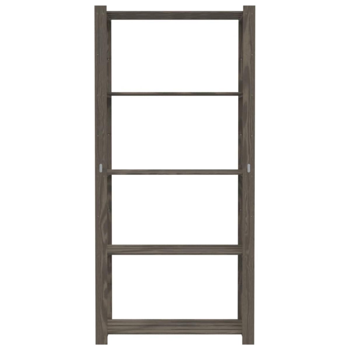 Estantería de 5 niveles madera maciza pino gris 80x38x170 cm