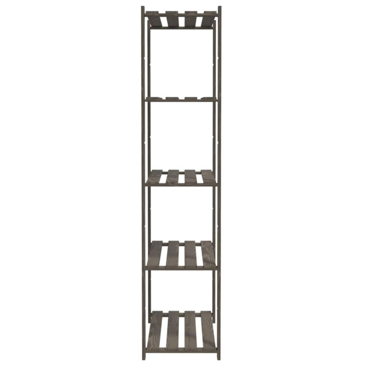 Estantería de 5 niveles madera maciza pino gris 80x38x170 cm