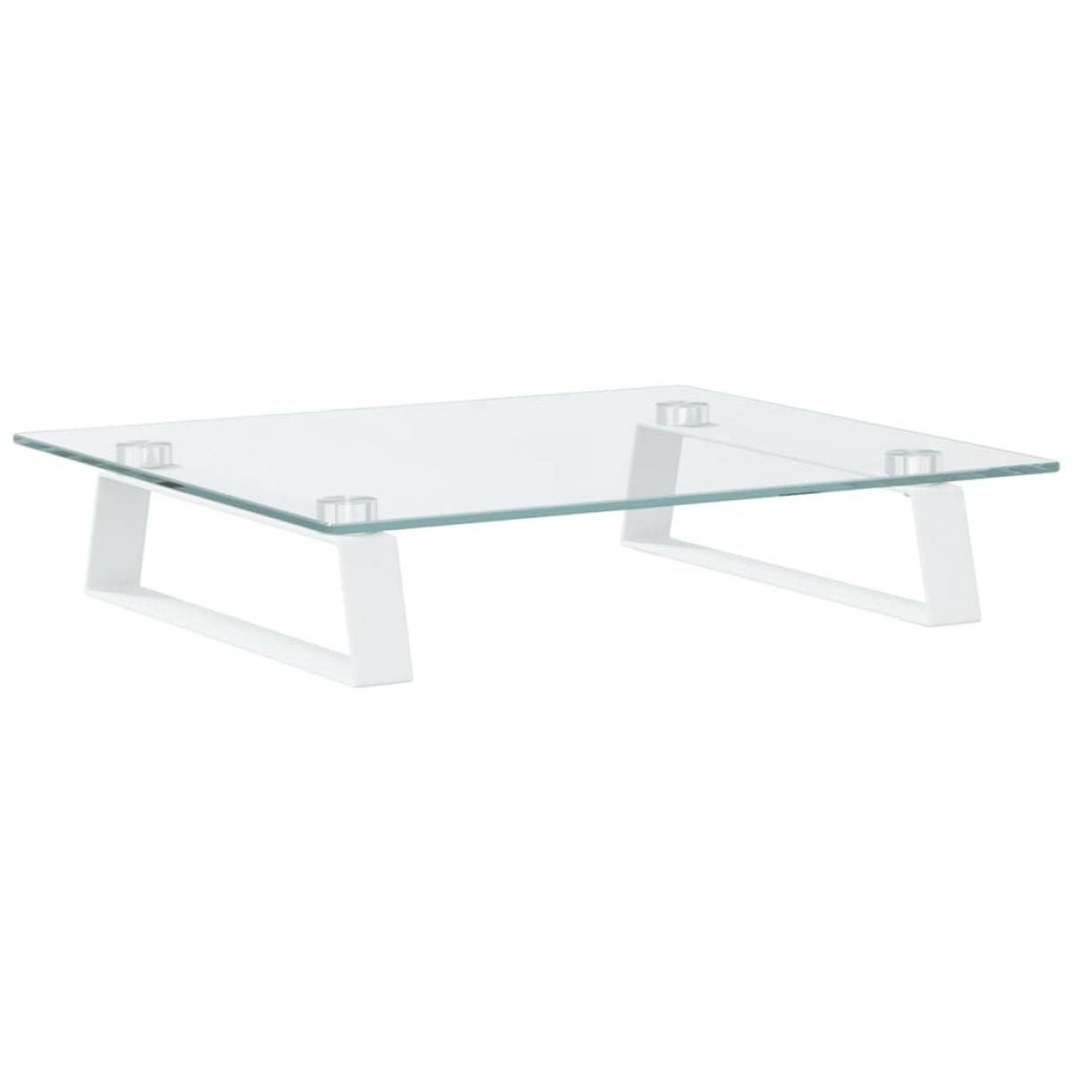 Soporte de monitor vidrio templado y metal blanco 40x35x8 cm