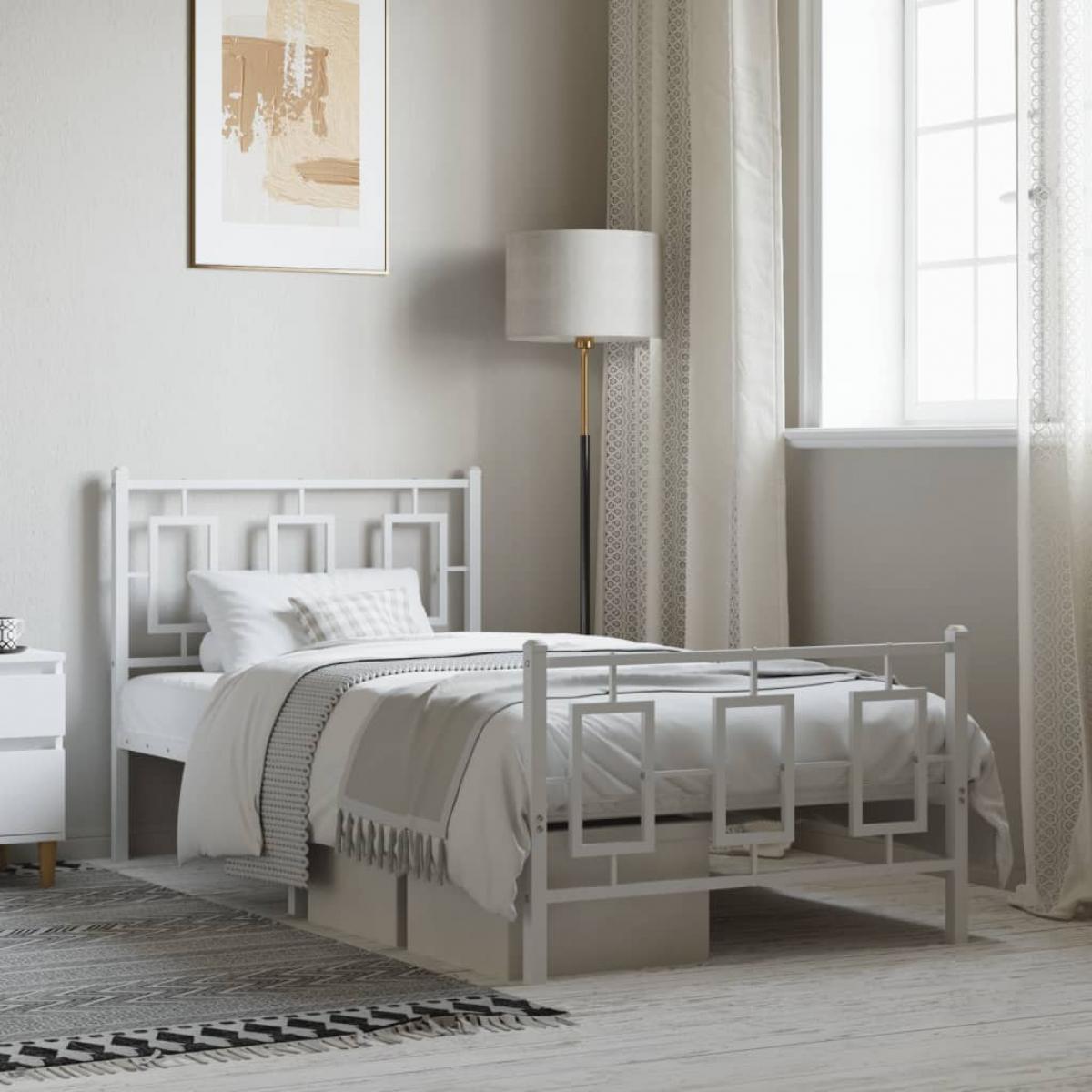 Estructura cama sin colchón con estribo metal blanco 90x200 cm