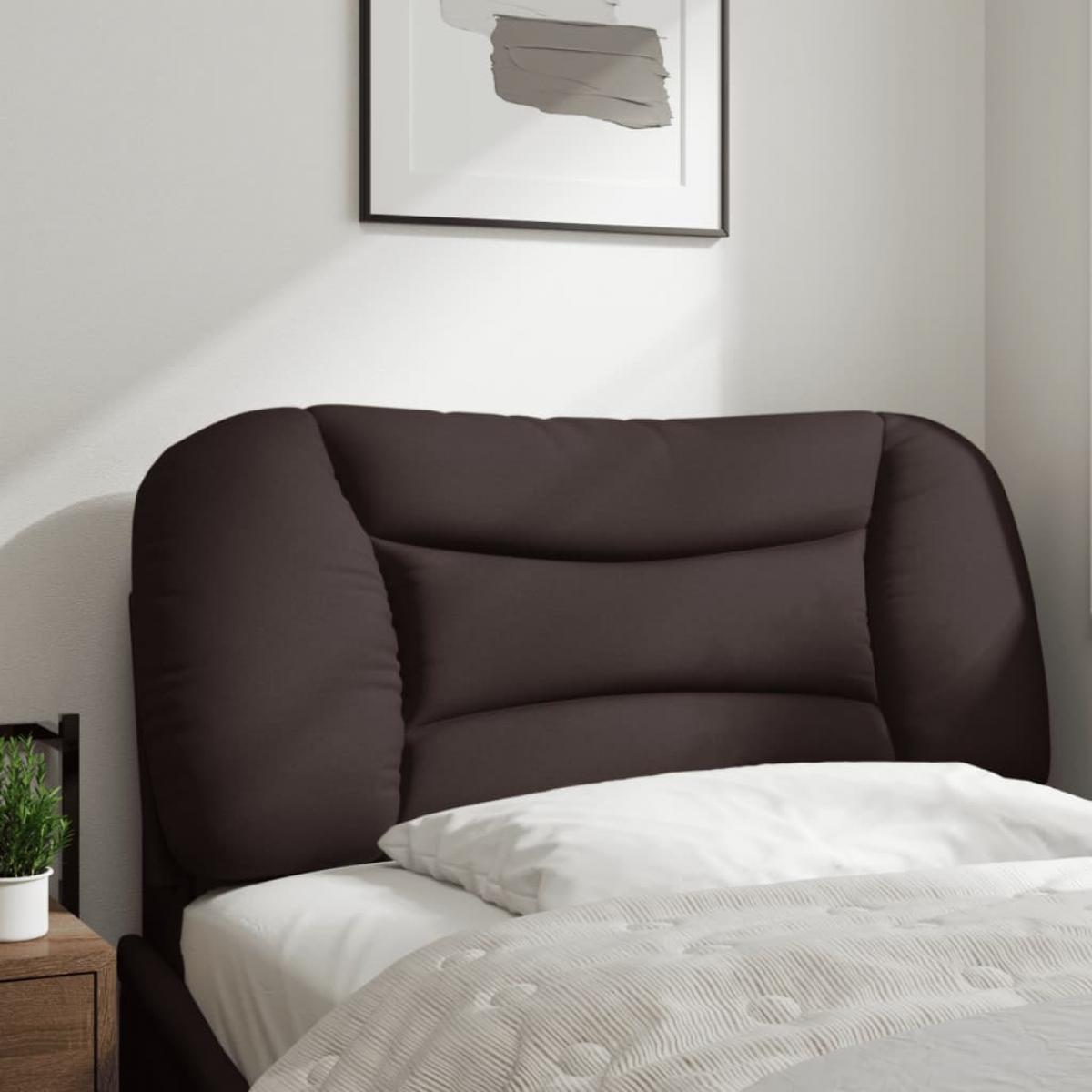 Cabecero de cama acolchado tela marrón oscuro 90 cm