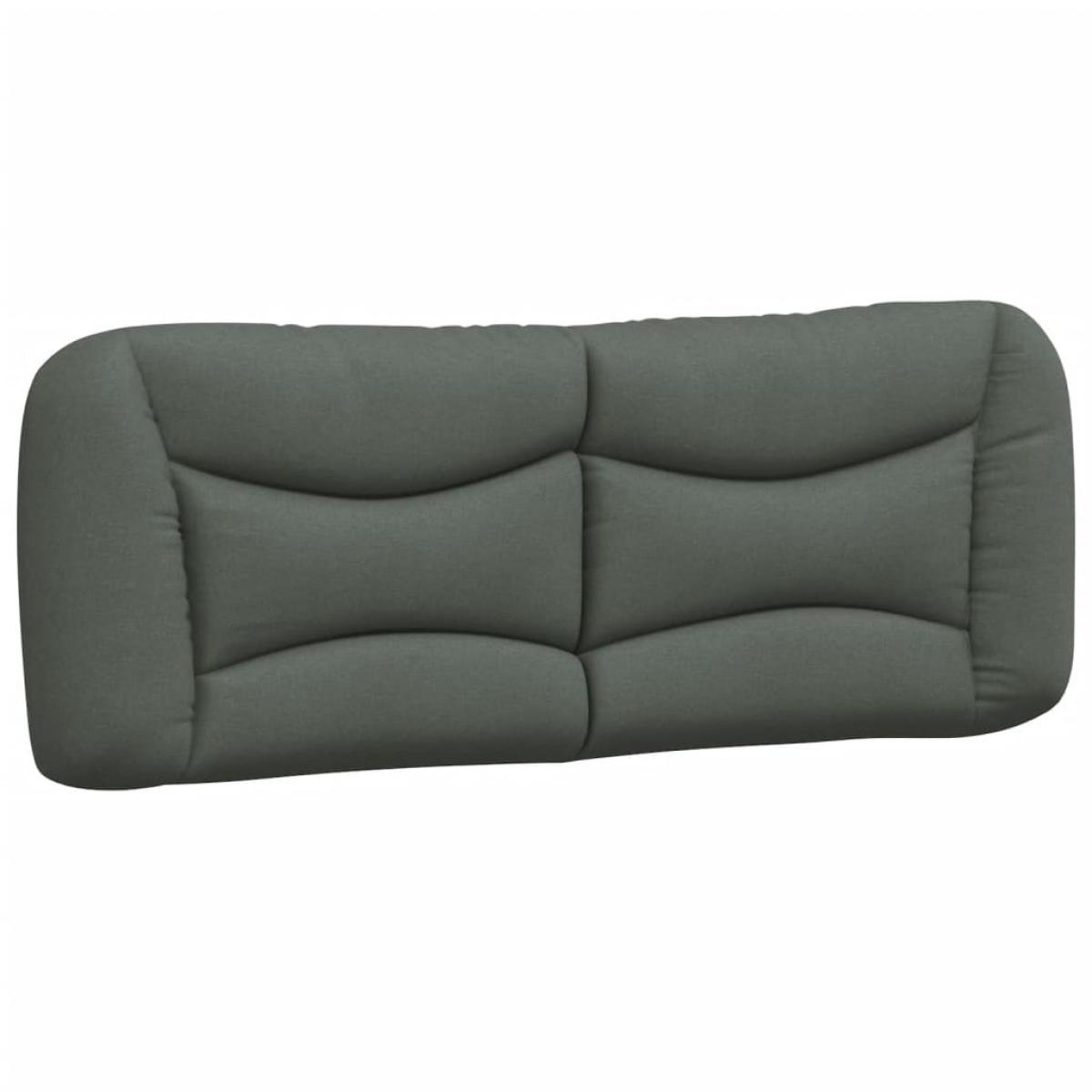 Cabecero de cama acolchado tela gris oscuro 140 cm