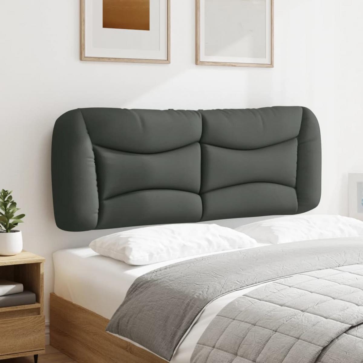 Cabecero de cama acolchado tela gris oscuro 140 cm