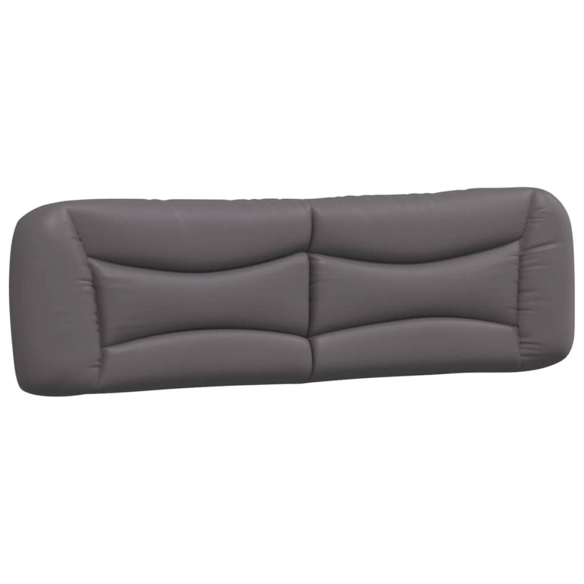 Cabecero de cama acolchado cuero sintético gris 180 cm