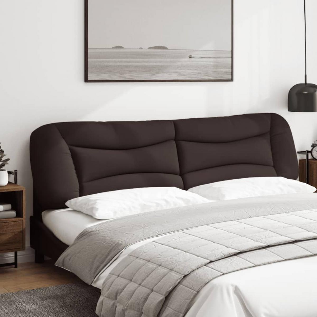 Cabecero de cama acolchado tela marrón oscuro 200 cm