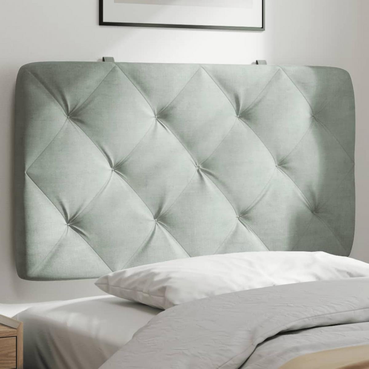 Cabecero de cama acolchado terciopelo gris claro 90 cm