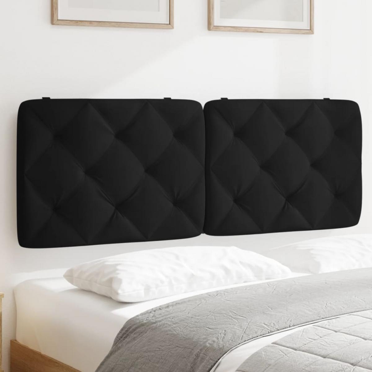 Cabecero de cama acolchado terciopelo negro 140 cm