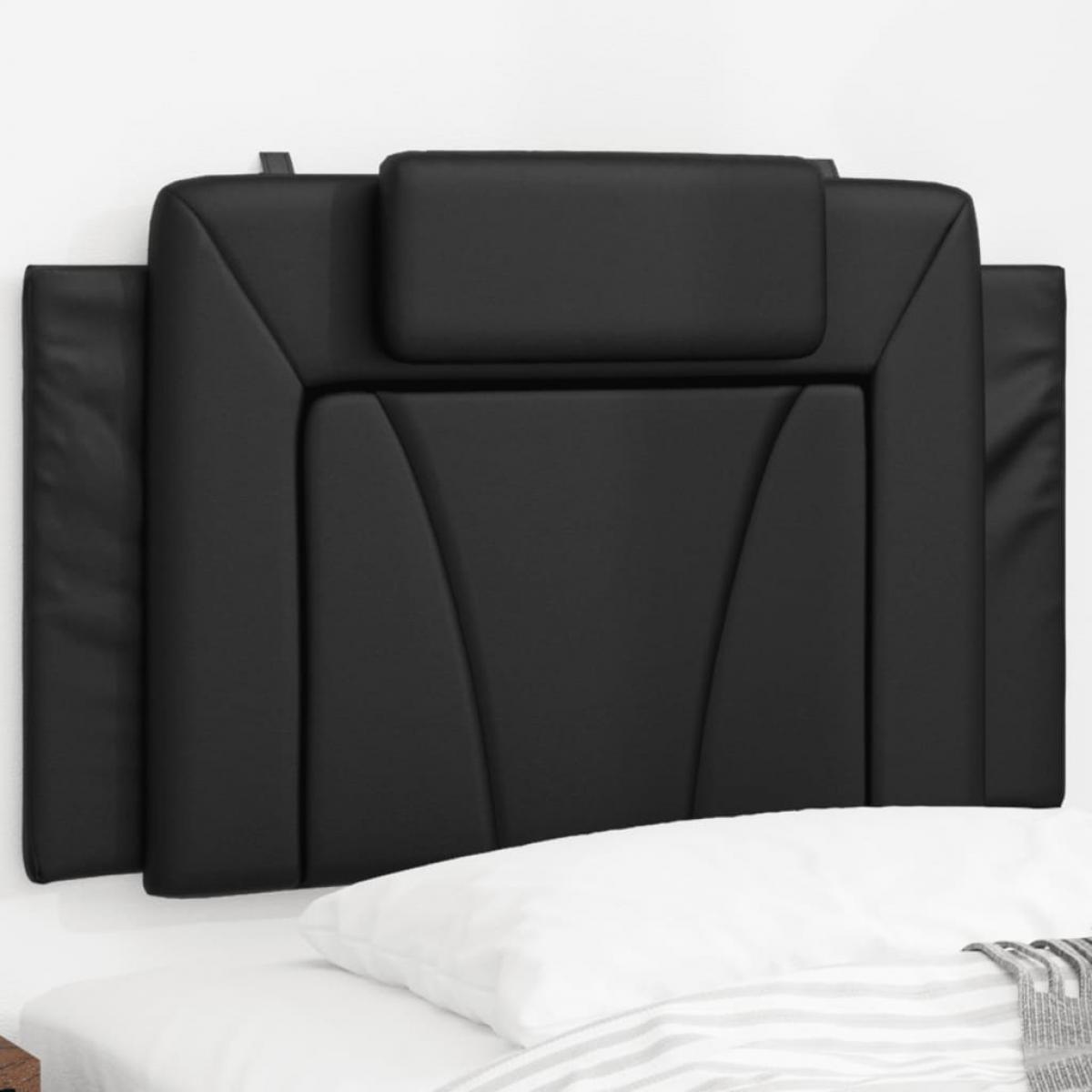 Cabecero de cama acolchado cuero sintético negro 80 cm
