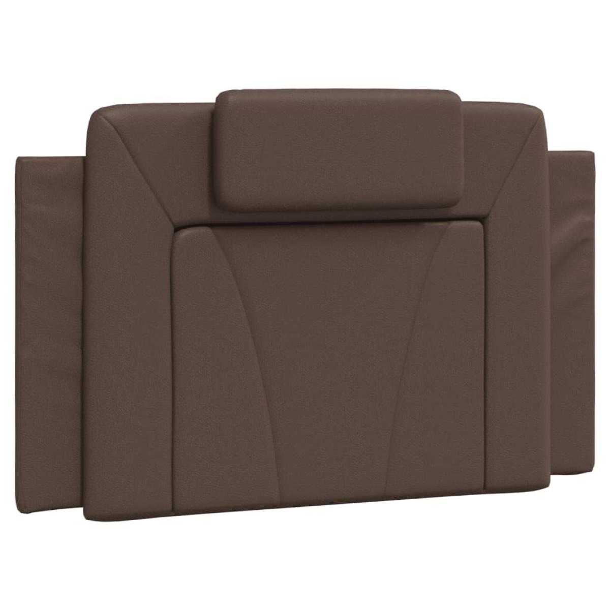 Cabecero de cama acolchado cuero sintético marrón 80 cm